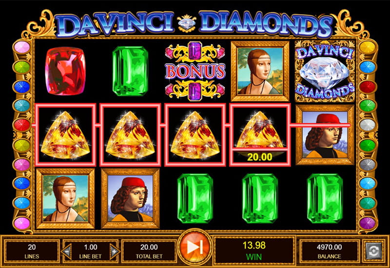 Da Vinci Diamonds slot can be played for Free