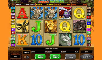 Play Mega Moolah at Roxy Palace