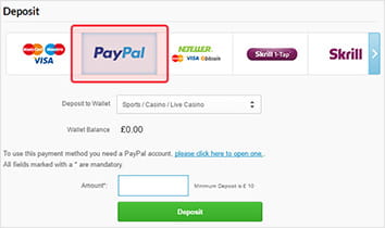 Choose PayPal as Your Deposit Method