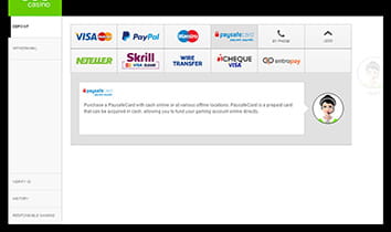 Choose to Deposit via Paysafecard